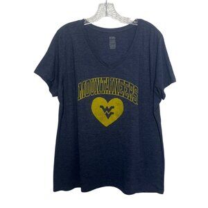 West Virginia Mountaineers Tshirt Heart Logo XL Blue Vneck Fanwear